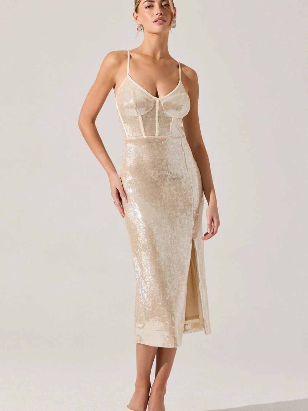 Liese Sequin Bustier Midi Dress ASTR The label
